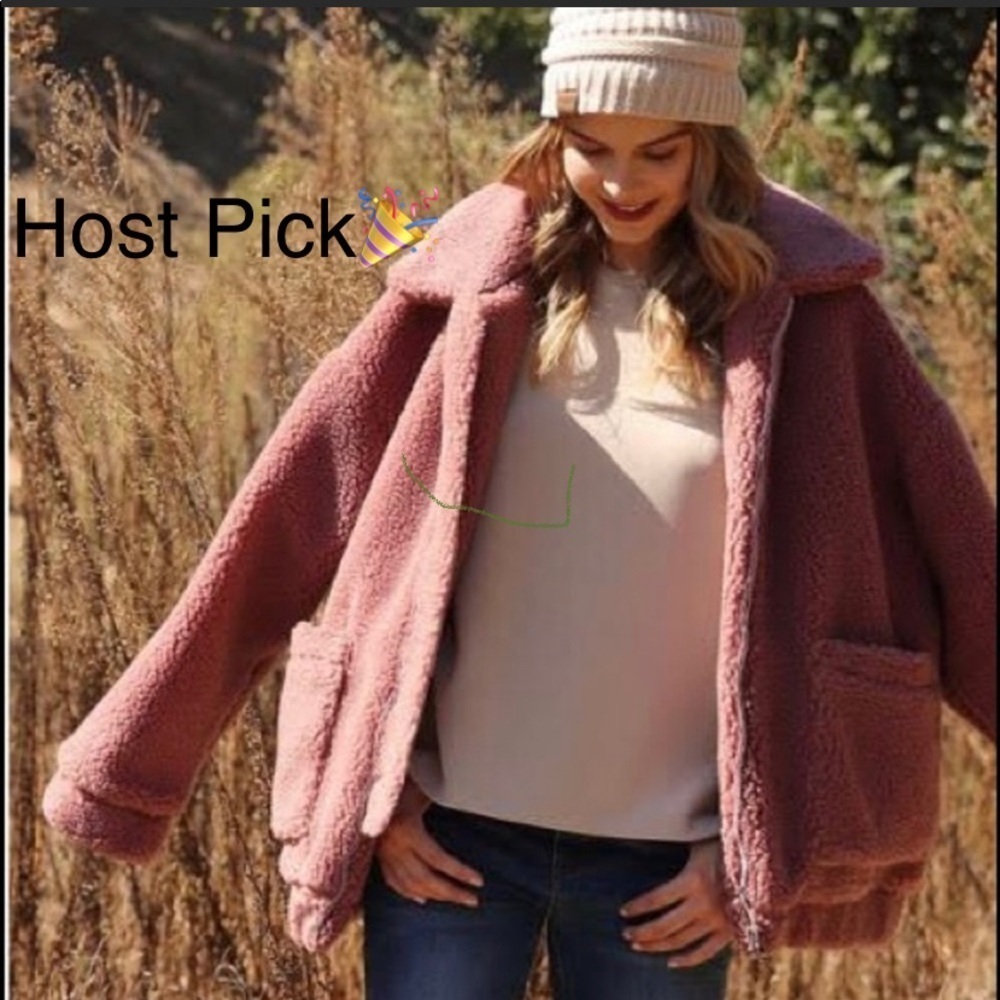 SHERPA JACKET ~ OVERSIZED DUSTY PINK ❤️ SZ S